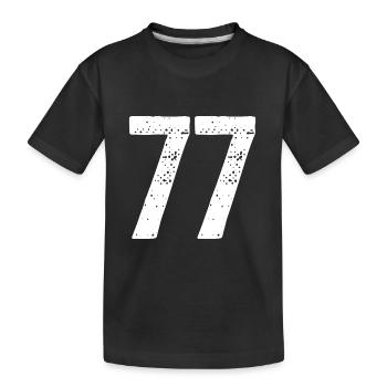 77 Zahlen Weiß - Kinder Premium Bio T-Shirt - Schwarz - Vorne