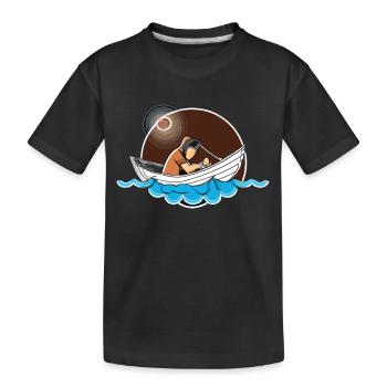Fisherman in the moonlight With child - Kids' Premium Organic T-Shirt - black - Front