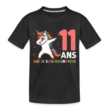 Licorne Dab Cadeau 11 Ème Anniversaire 11 Ans - T-shirt bio Premium Enfant - noir - Devant