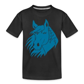 pferd pony isländer reiten pferdekopf ponyhof - Kinder Premium Bio T-Shirt - Schwarz - Vorne