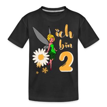 Ich bin 2 Jahre alt Fee Blumen Geburtstag Mädchen - Kinder Premium Bio T-Shirt - Schwarz - Vorne