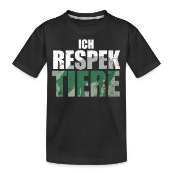 Ich Respektiere Tiere Tierschutz Schwein Vegan - Kinder Premium Bio T-Shirt - Schwarz - Vorne