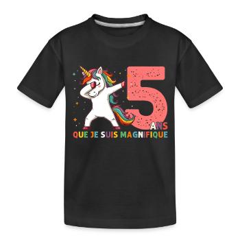 Licorne Dab Cadeau 5 Ème Anniversaire 5 Ans - T-shirt bio Premium Enfant - noir - Devant