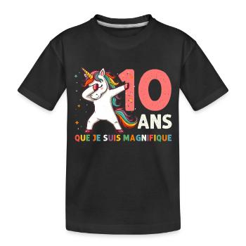 Licorne Dab Cadeau 10 Ème Anniversaire 10 Ans - T-shirt bio Premium Enfant - noir - Devant