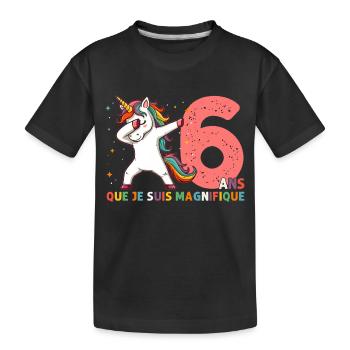 Licorne Dab Cadeau 6 Ème Anniversaire 6 Ans - T-shirt bio Premium Enfant - noir - Devant