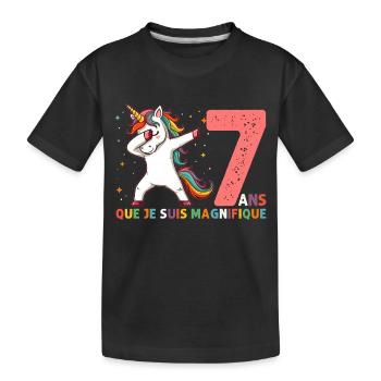 Licorne Dab Cadeau 7 Ème Anniversaire 7 Ans - T-shirt bio Premium Enfant - noir - Devant
