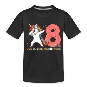 Licorne Dab Cadeau 8 Ème Anniversaire 8 Ans - T-shirt bio Premium Enfant - noir - Devant