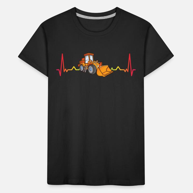 Excavator Wheel Loader Construction Construction Site Heartbeat Kids' Premium Organic T-Shirt