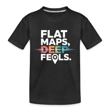 Flache Karten Deep Feels Geografie Kartografie - Kinder Premium Bio T-Shirt - Schwarz - Vorne