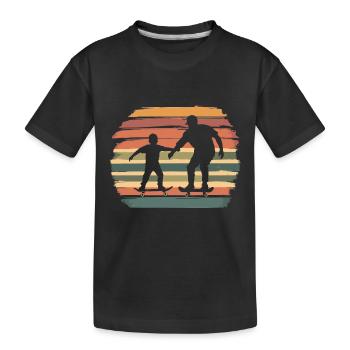 Vater Sohn Skateboard Skateborading Vintage - Kinder Premium Bio T-Shirt - Schwarz - Vorne