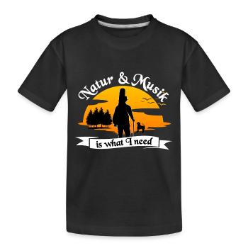 Natur und Musik is what I need - Kinder Premium Bio T-Shirt - Schwarz - Vorne