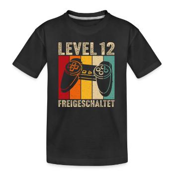 12.Geburtstag - 12 jahre level 12 freigeschaltet - Kinder Premium Bio T-Shirt - Schwarz - Vorne