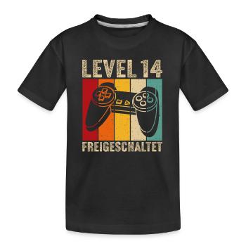 14.Geburtstag - 14 jahre level 14 freigeschaltet - Kinder Premium Bio T-Shirt - Schwarz - Vorne