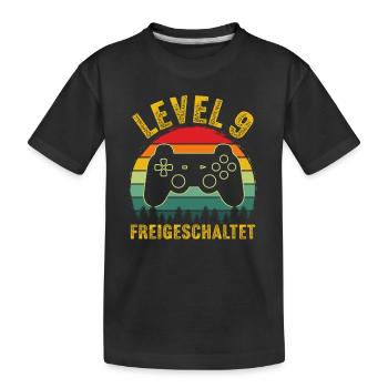 9.Geburtstag - 9 jahre level 9 freigeschaltet - Kinder Premium Bio T-Shirt - Schwarz - Vorne