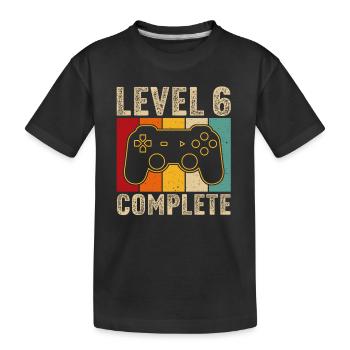 6ème anniversaire - 6 ans Gamer Niveau 6 terminé - T-shirt bio Premium Enfant - noir - Devant