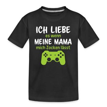 Ich liebe es wenn meine mama mich zocken lässt - Kinder Premium Bio T-Shirt - Schwarz - Vorne