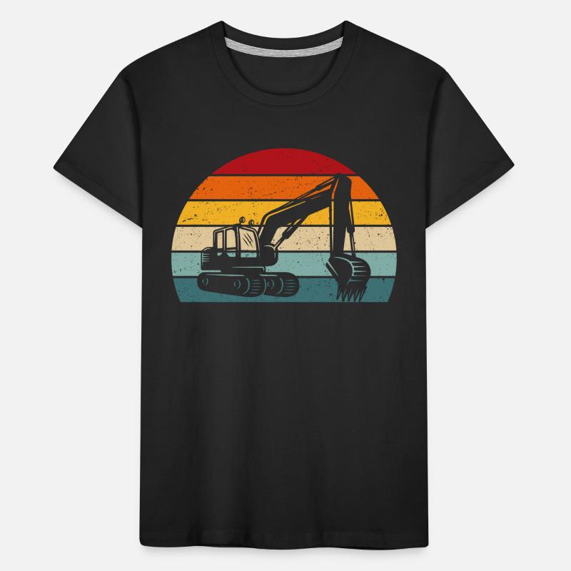 Retro Excavator Excavator Driver Construction Site Construction Worker Kids' Premium Organic T-Shirt