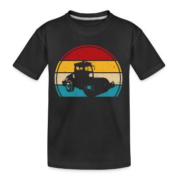 Walze retro t-shirt Straßenwalze - Kinder Premium Bio T-Shirt - Schwarz - Vorne