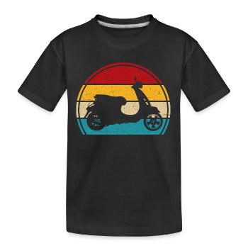Motorroller Retro rollerfahren scooter moped - Kinder Premium Bio T-Shirt - Schwarz - Vorne