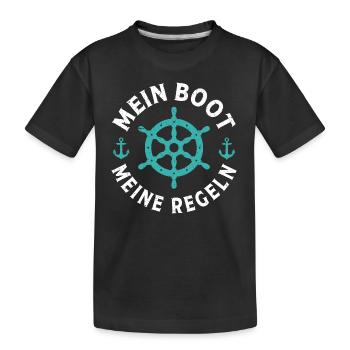 mein boot meine regeln t-shirt bootfahren - Kinder Premium Bio T-Shirt - Schwarz - Vorne
