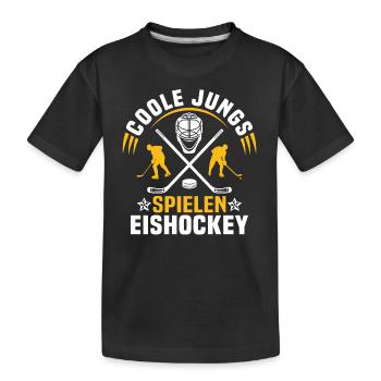 coole jungs spielen eishockey eishockeyspieler - Kinder Premium Bio T-Shirt - Schwarz - Vorne