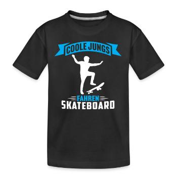 coole jungs fahren skateboard skater skateboard - Kinder Premium Bio T-Shirt - Schwarz - Vorne