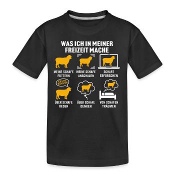 Was ich in meiner freizeit mache meine schafe - Kinder Premium Bio T-Shirt - Schwarz - Vorne