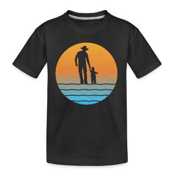 Père au coucher du soleil avec fils père fils grand-père et petit-fils - T-shirt bio Premium Enfant - noir - Devant