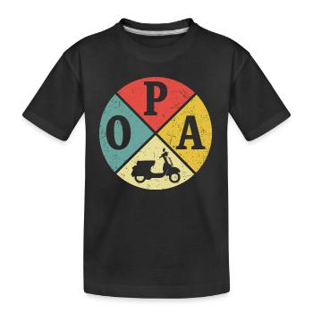 Opa roller t-shirt rollerfahren retro moped - Kinder Premium Bio T-Shirt - Schwarz - Vorne