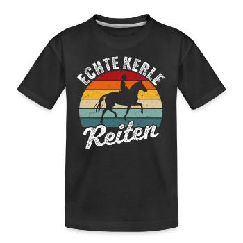 Echte kerle reiten t-shirt reiter - Kinder Premium Bio T-Shirt - Schwarz - Vorne