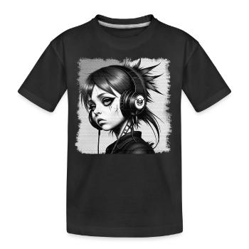 Fille punk avec des écouteurs HerzAufShirt, H.A.S.H. - T-shirt bio Premium Enfant - noir - Devant