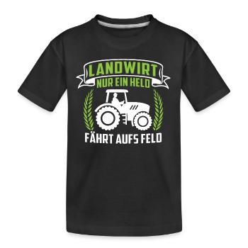 Landwirt nur ein held fährt aufs Feld - Kinder Premium Bio T-Shirt - Schwarz - Vorne