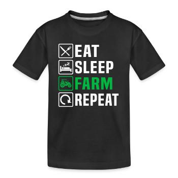 Eat Sleep Farm Repeat Farming - Kinder Premium Bio T-Shirt - Schwarz - Vorne