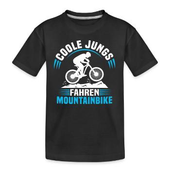 Coole jungs fahren mountainbike kinder jungen - Kinder Premium Bio T-Shirt - Schwarz - Vorne