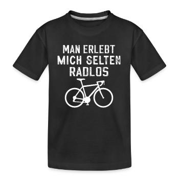 Man erlebt mich selten Radlos - Kinder Premium Bio T-Shirt - Schwarz - Vorne
