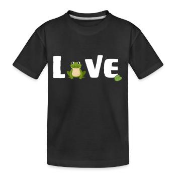 Frösche "frog love" Froschprinz - Kinder Premium Bio T-Shirt - Schwarz - Vorne