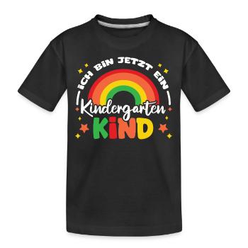 ich bin jetzt ein kindergarten kind regenbogen - Kinder Premium Bio T-Shirt - Schwarz - Vorne