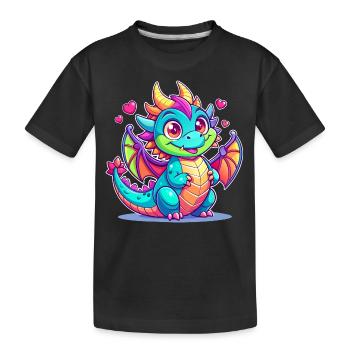 Farbenfroher Drache - Kinder Premium Bio T-Shirt - Schwarz - Vorne