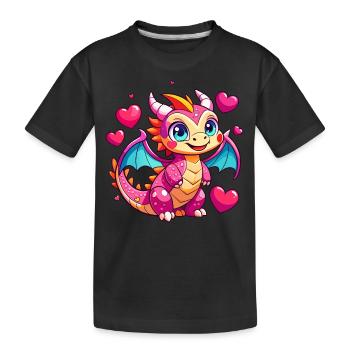 Farbenfroher Drache - Kinder Premium Bio T-Shirt - Schwarz - Vorne
