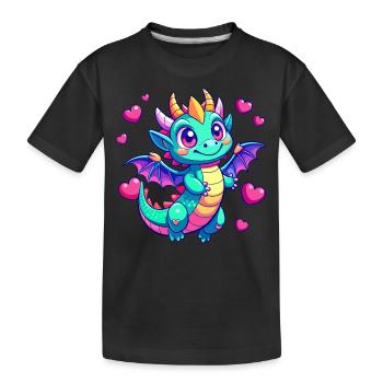 Farbenfroher Drache - Kinder Premium Bio T-Shirt - Schwarz - Vorne