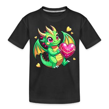 Farbenfroher Drache - Kinder Premium Bio T-Shirt - Schwarz - Vorne