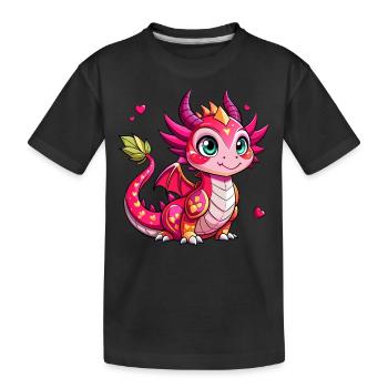 Farbenfroher Drache - Kinder Premium Bio T-Shirt - Schwarz - Vorne
