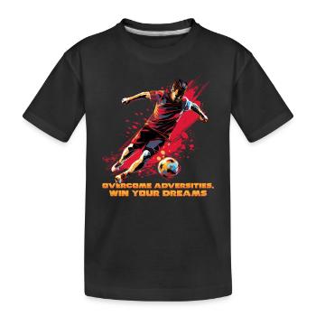 Ein Fußballer in dynamischer Action, moderner Pop-Art - Kinder Premium Bio T-Shirt - Schwarz - Vorne