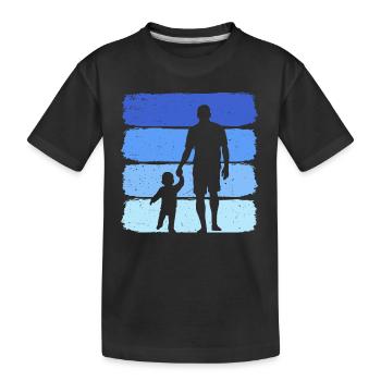 Father with son retro dad and son - Kids' Premium Organic T-Shirt - black - Front