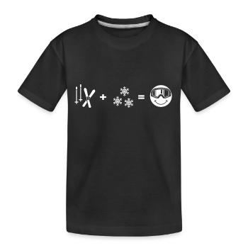 Alpine skiers "Ski-Love" powder snow Ski Weather - Kids' Premium Organic T-Shirt - black - Front