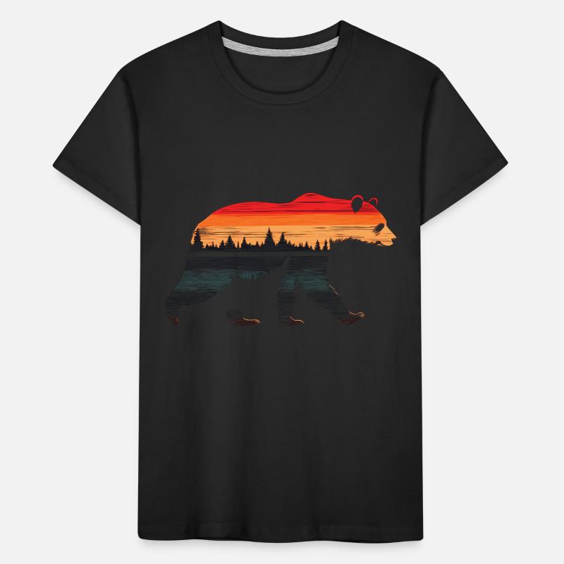 Silhouette d’ours avec forêt vintage T-shirt bio Premium Enfant