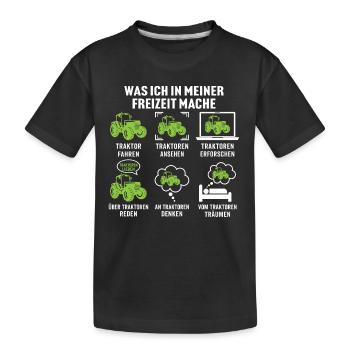 Was ich in meiner freizeit mache traktor trecker - Kinder Premium Bio T-Shirt - Schwarz - Vorne