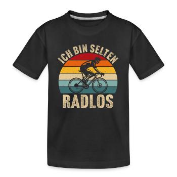 Ich bin selten radlos t-shirt fahrradfahrer - Kinder Premium Bio T-Shirt - Schwarz - Vorne