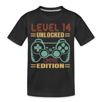 Geburtstag Level 14 freigeschaltet - Kinder Premium Bio T-Shirt - Schwarz - Vorne