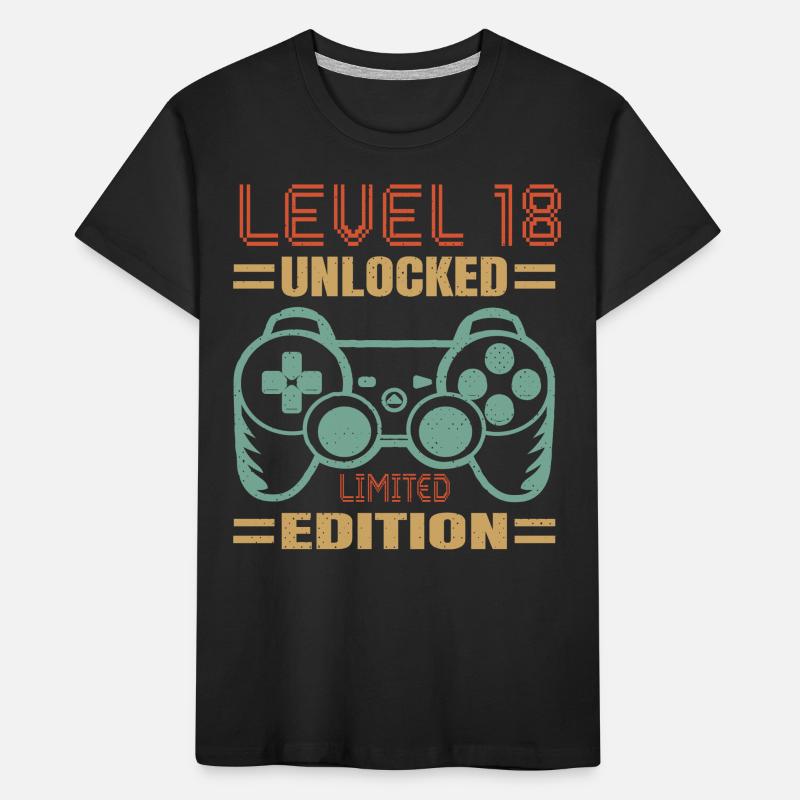Geburtstag Level 18 freigeschaltet Kinder Premium Bio T-Shirt